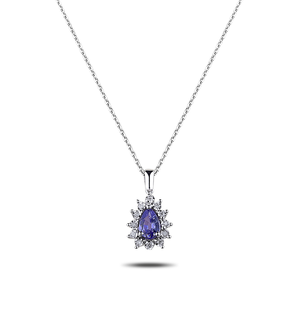 1,70 Karat Pırlantalı Safir Kolye